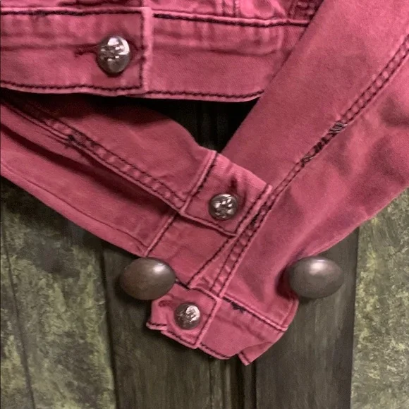 Miss Me Women's Burgundy Jean Jacket - Picture 3 of 6